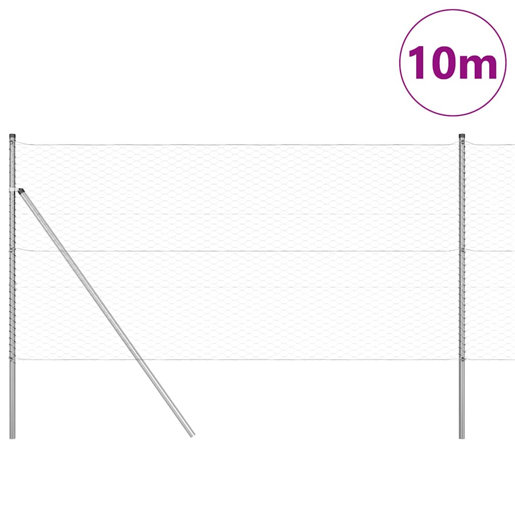 Vidaxl afrasteringspaal zilver 10 x 1,2 m (36 mm gaas) staal