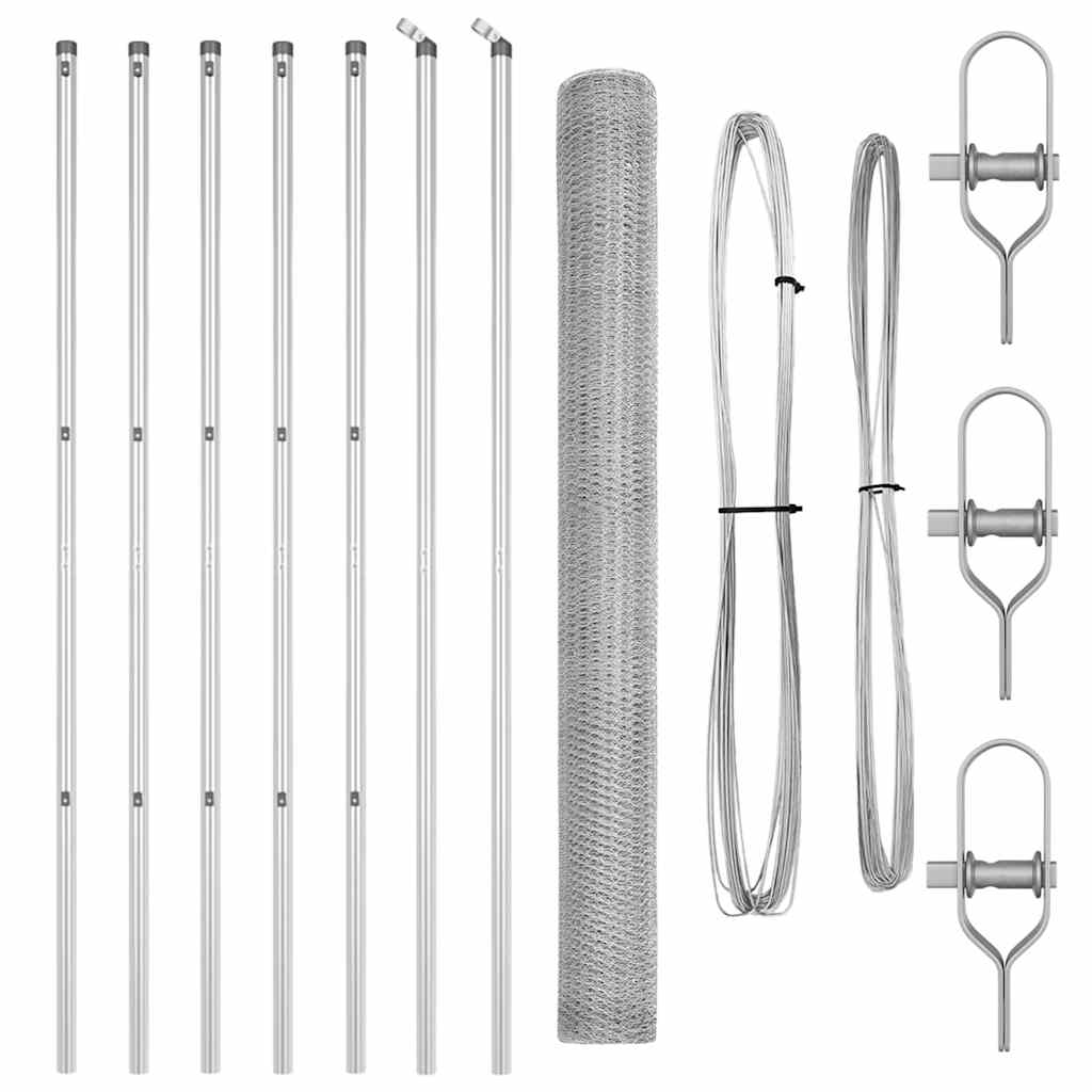 Vidaxl zeshoekig gaashek met grondbevestiging 10 x 1,5 m zilver mesh