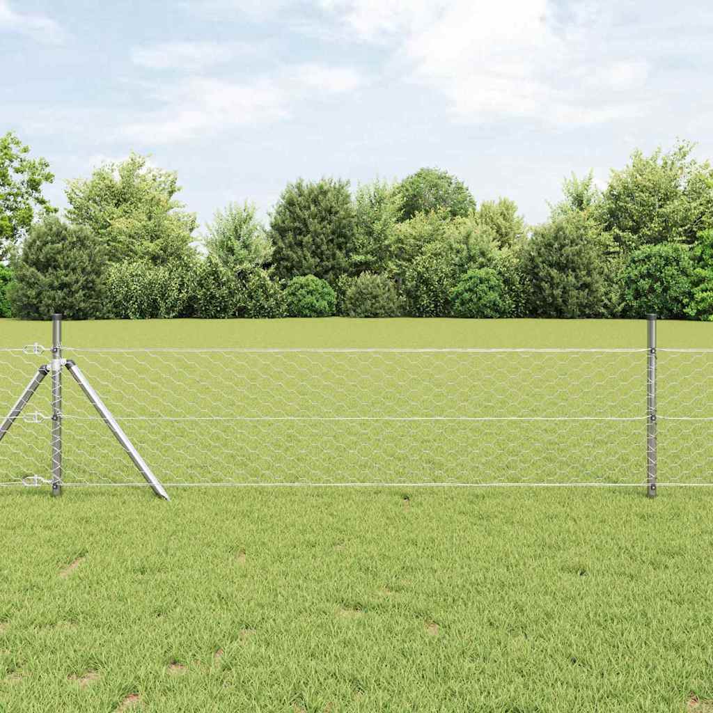 Vidaxl afrasteringspaal zilver 25 x 0,6 m (50 mm gaas) staal