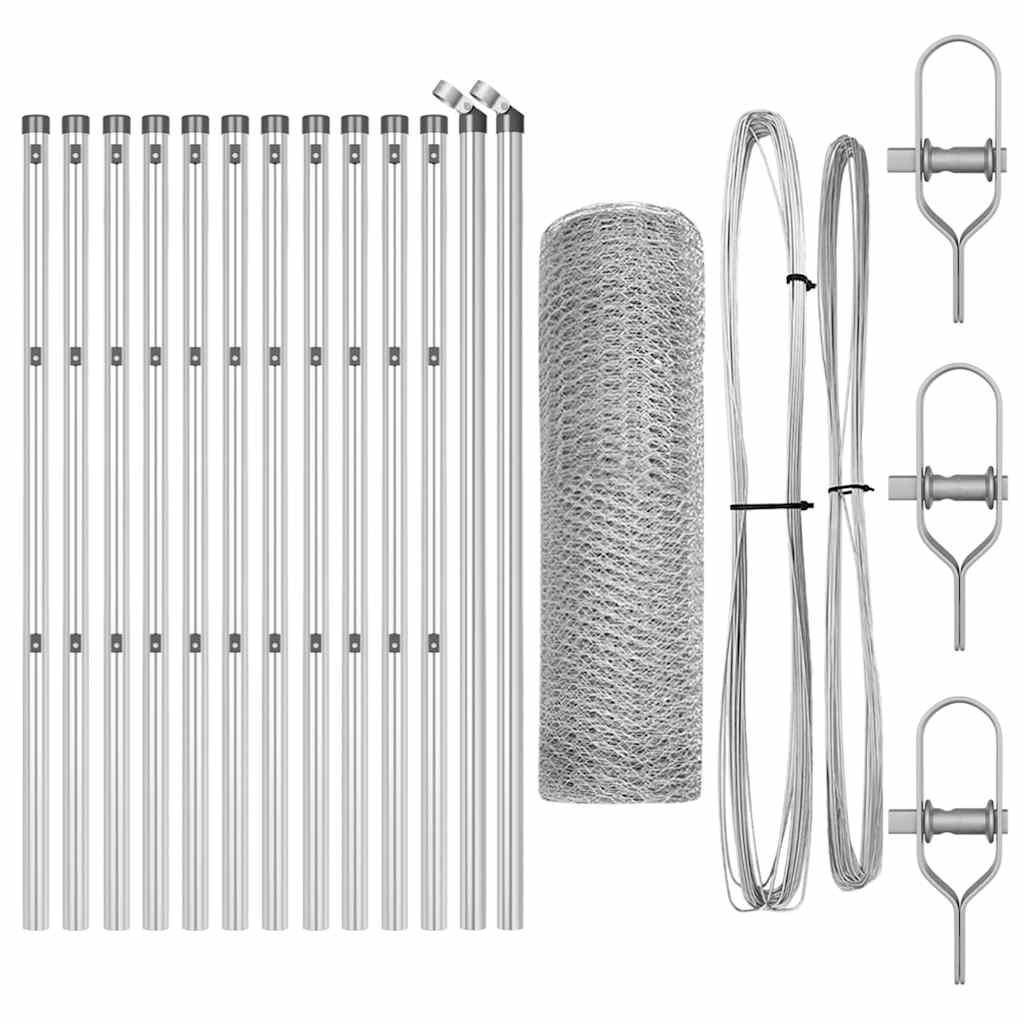 Vidaxl afrasteringspaal zilver 25 x 0,8 m (13 mm gaas) staal
