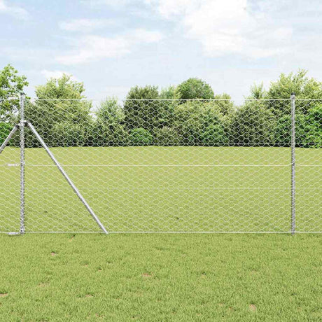 Vidaxl zeshoekig gaashek met grondbevestiging 25 x 1 m zilver mesh