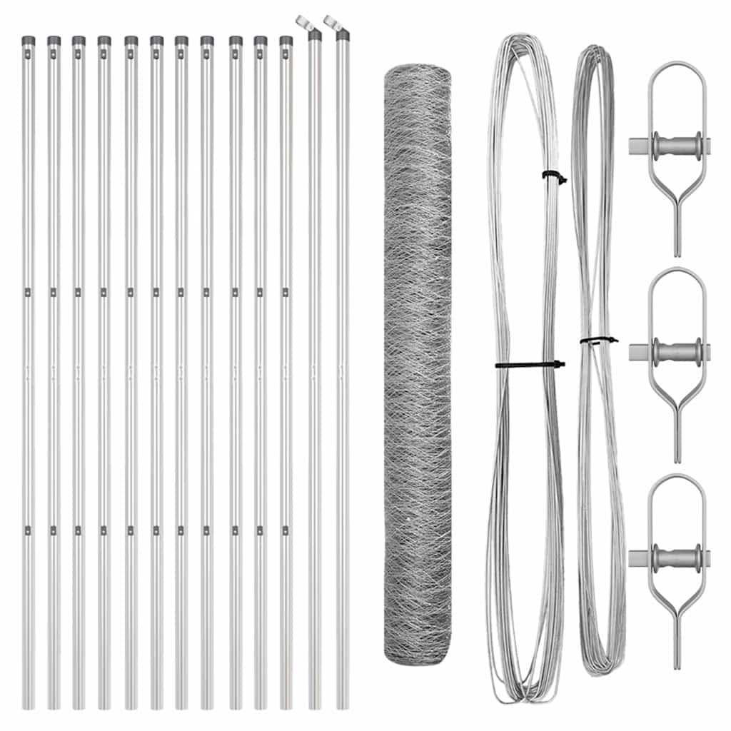 Vidaxl afrasteringspaal zilver 25 x 1,4 m (36 mm gaas) staal