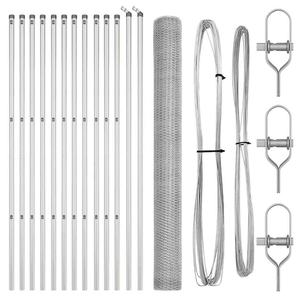 Vidaxl afrasteringspaal zilver 25 x 1,5 m (25 mm gaas) staal