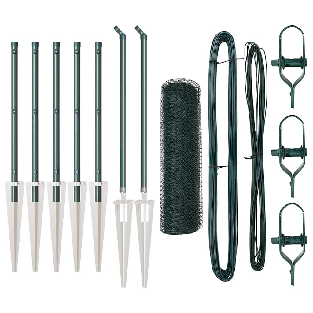 Vidaxl afrasteringspaal groen 10 x 0,5 m (25 mm gaas) staal en pvc
