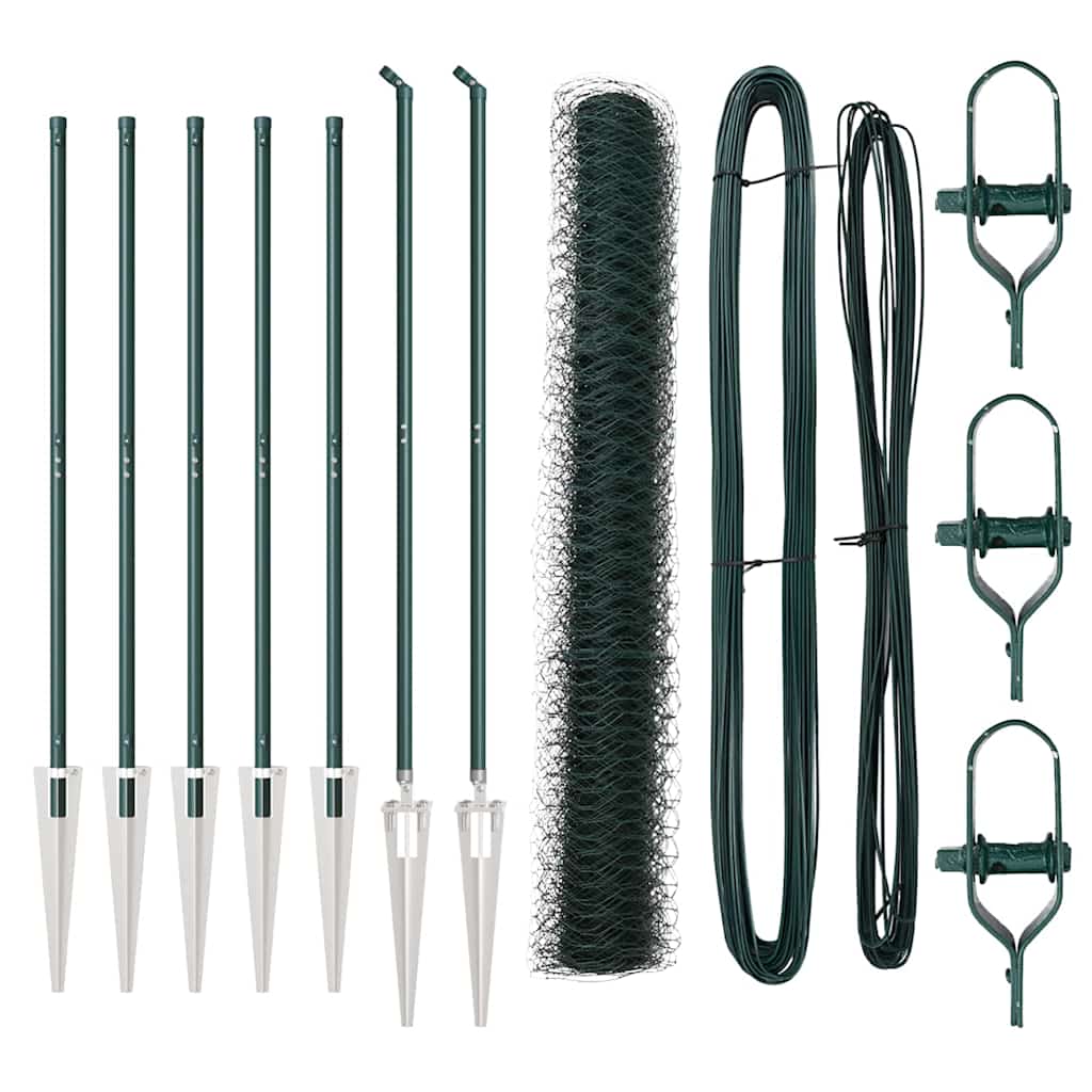 Vidaxl afrasteringspaal groen 10 x 1,4 m (36 mm gaas) staal en pvc