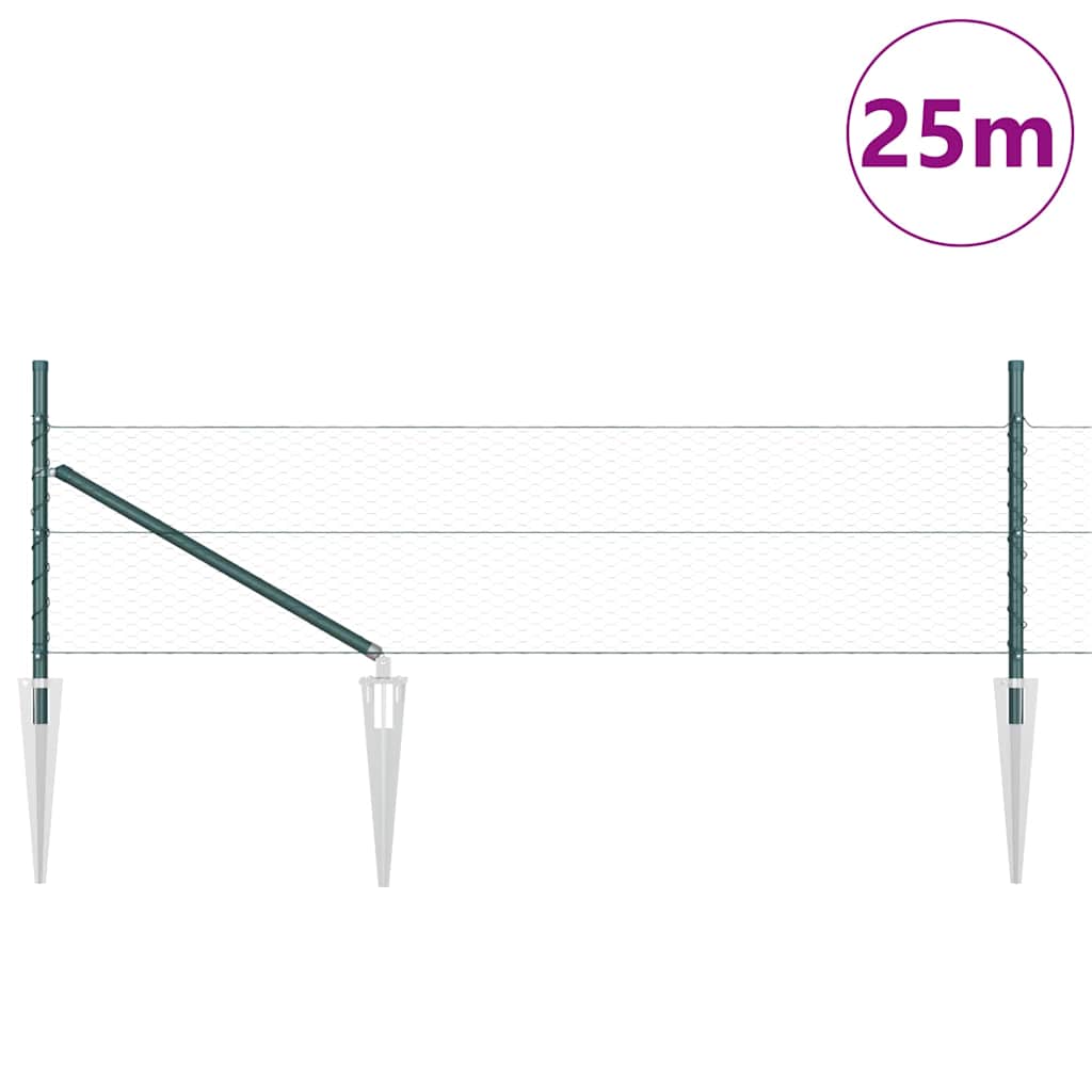 Vidaxl afrasteringspaal groen 25 x 0,4 m (25 mm gaas) staal en pvc