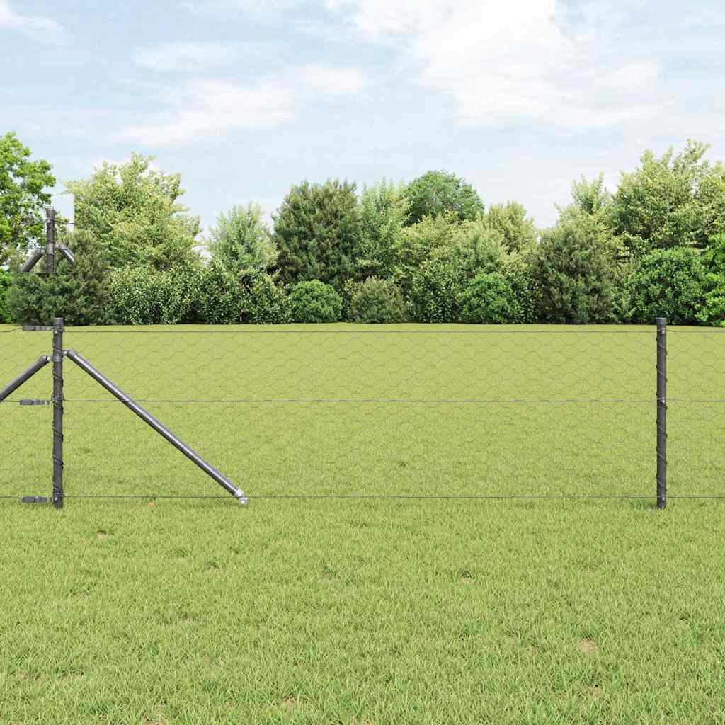 Vidaxl afrasteringspaal grijs 25 x 0,6 m (50 mm gaas) staal en pvc