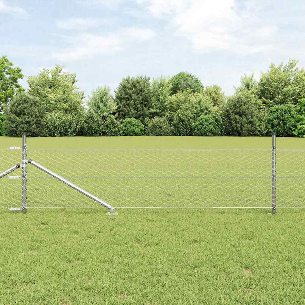 Vidaxl afrasteringspaal zilver 10 x 0,8 m (36 mm gaas) staal