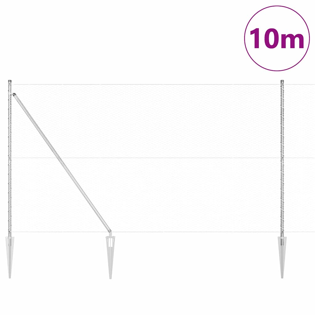 Vidaxl afrasteringspaal zilver 10 x 1,6 m (25 mm gaas) staal