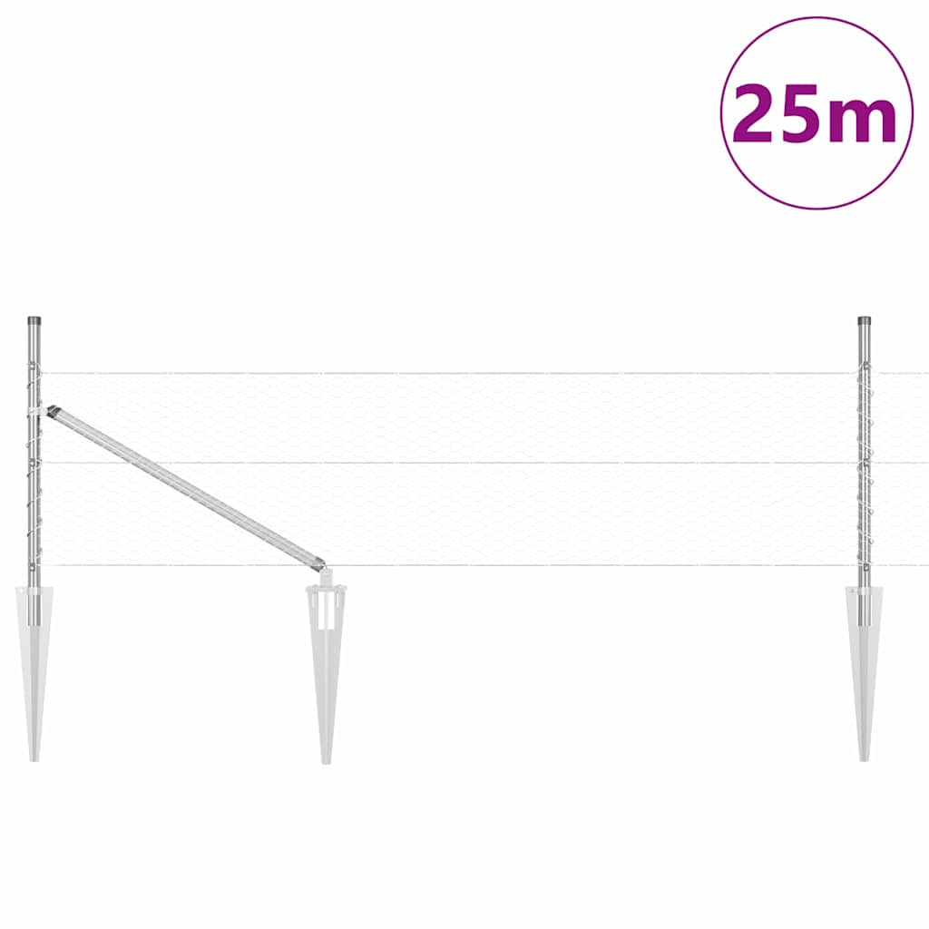 Vidaxl afrasteringspaal zilver 25 x 0,8 m (25 mm gaas) staal
