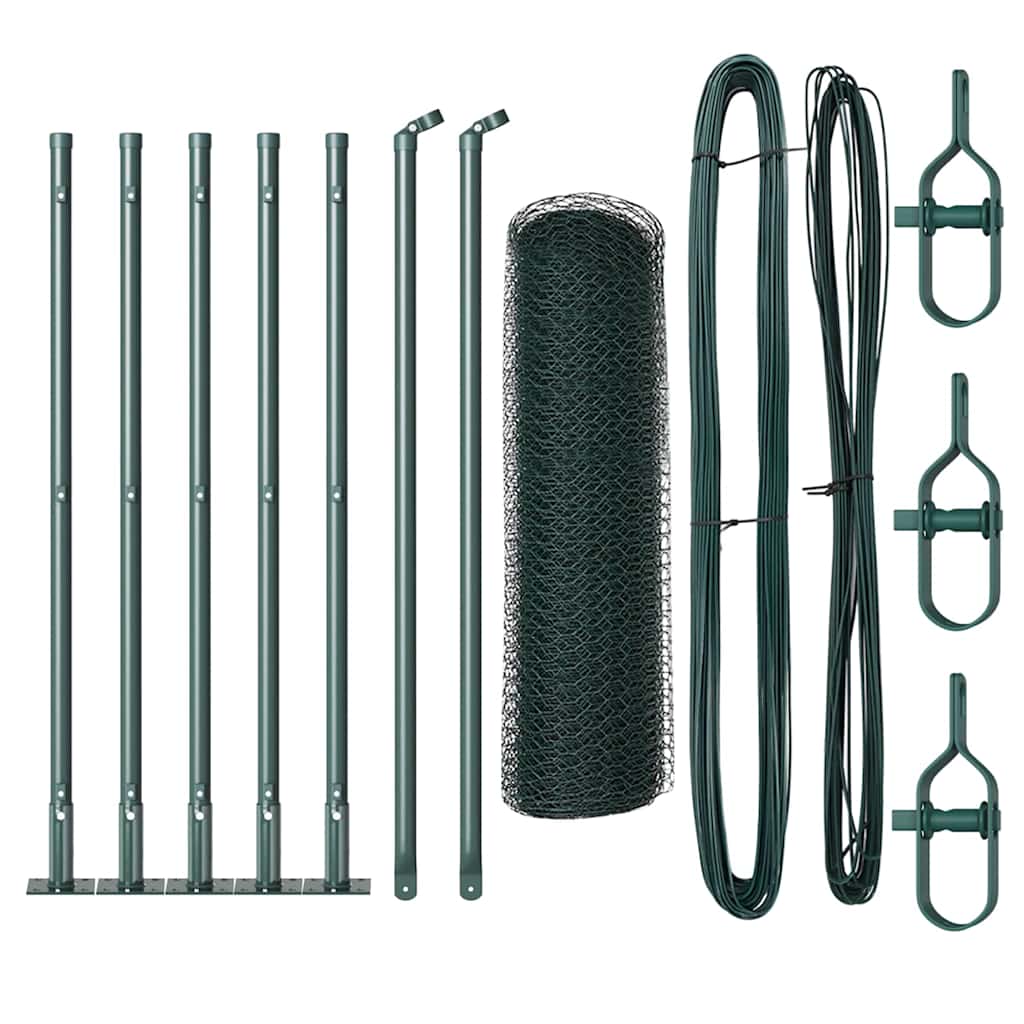 Vidaxl afrasteringspaal groen 10 x 0,5 m (25 mm gaas) staal en pvc