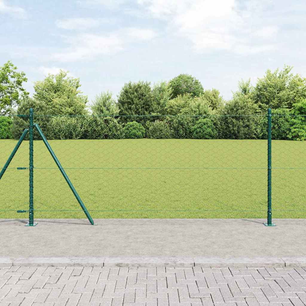Vidaxl afrasteringspaal groen 10 x 0,8 m (50 mm gaas) staal en pvc