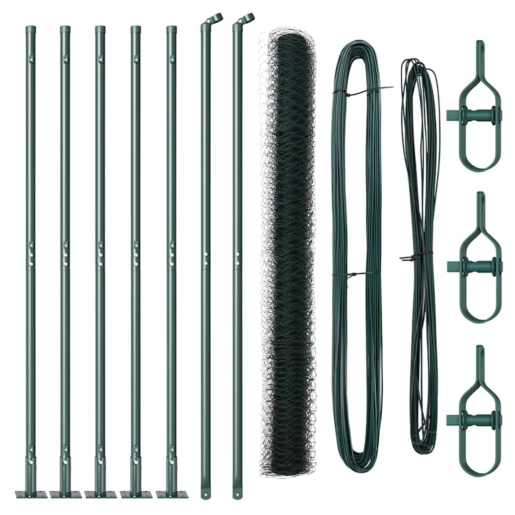 Vidaxl afrasteringspaal groen 10 x 1,4 m (36 mm gaas) staal en pvc