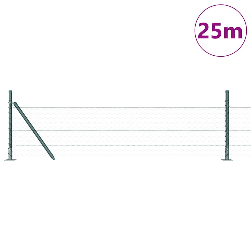 Vidaxl afrasteringspaal groen 25 x 0,4 m (25 mm gaas) staal en pvc