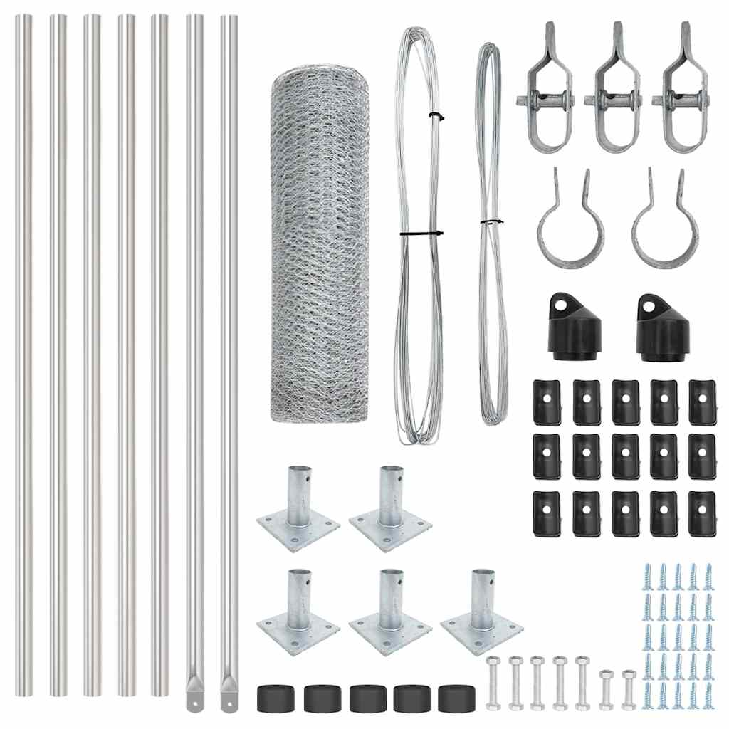 Vidaxl afrasteringspaal zilver 10 x 0,6 m (25 mm gaas) staal