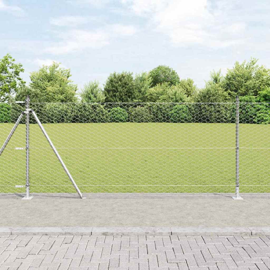 Vidaxl afrasteringspaal zilver 10 x 1 m (36 mm gaas) staal