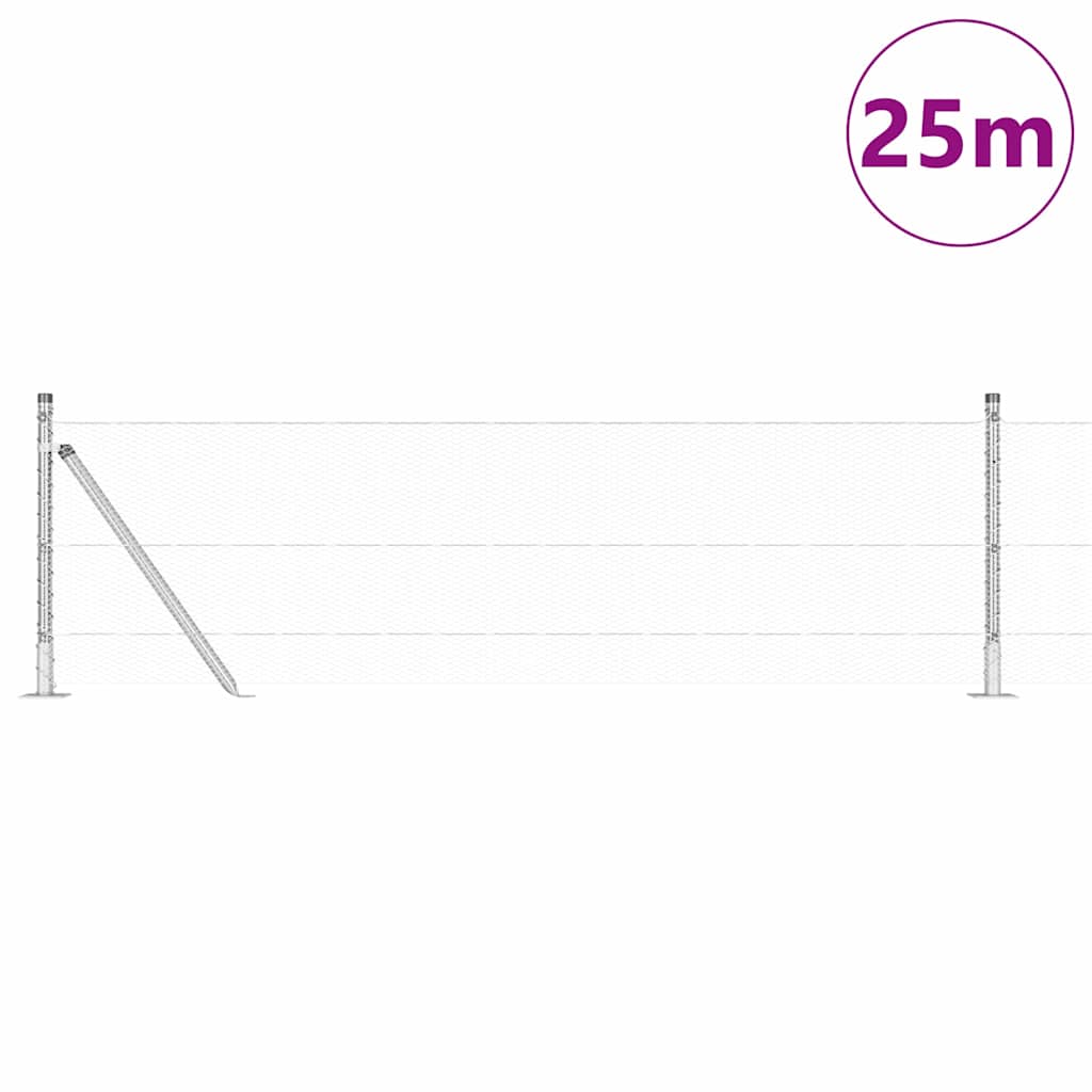 Vidaxl afrasteringspaal zilver 25 x 0,4 m (13 mm gaas) staal