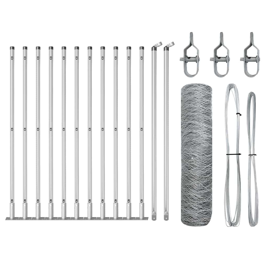 Vidaxl afrasteringspaal zilver 25 x 0,4 m (36 mm gaas) staal