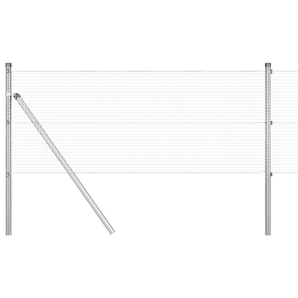 Vidaxl afrasteringspaal zilver 25 x 0,8 m (16 x 16 mm heknet) staal