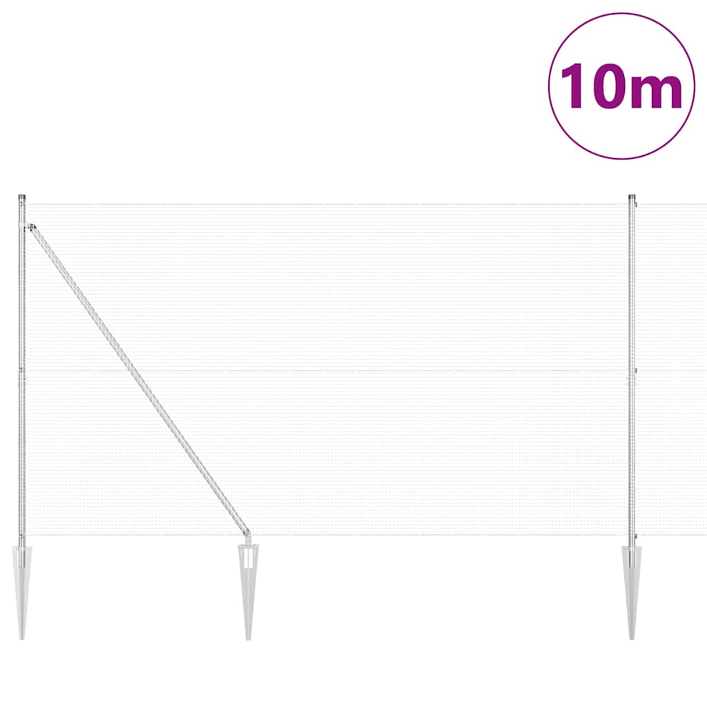Vidaxl afrasteringspaal zilver 10 x 1,6 m (16 x 16 mm gaas) staal