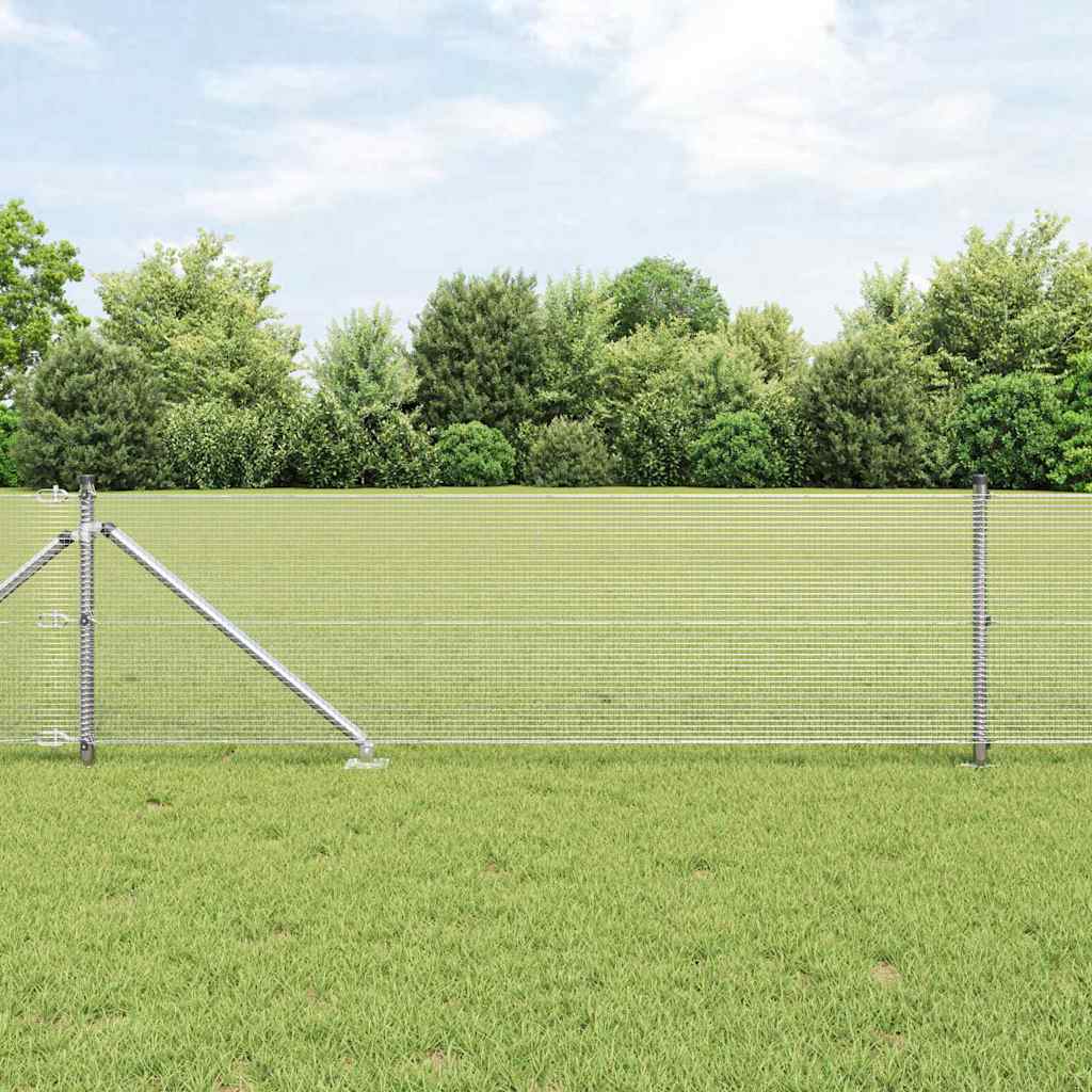 Vidaxl afrasteringspaal zilver 25 x 0,5 m (12 x 12 mm gaas) staal
