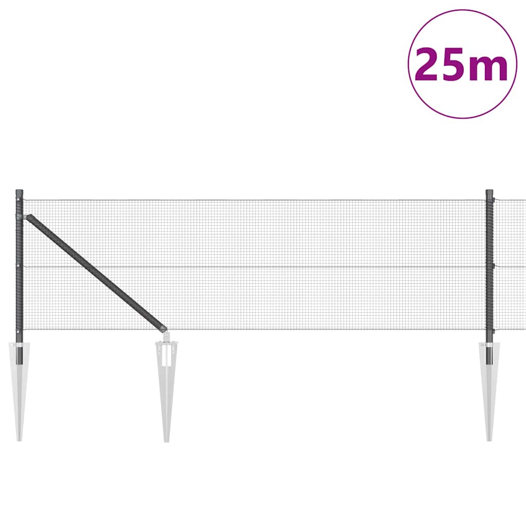 Vidaxl afrasteringspaal grijs 25 x 0,6 m (12 x 12 mm gaas)