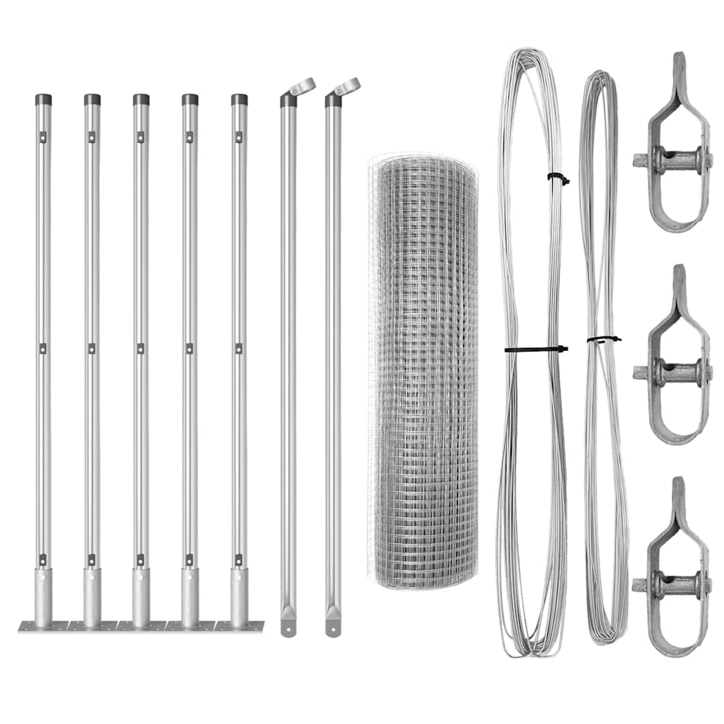 Vidaxl afrasteringspaal zilver 10 x 0,5 m (19 x 19 mm gaas) staal