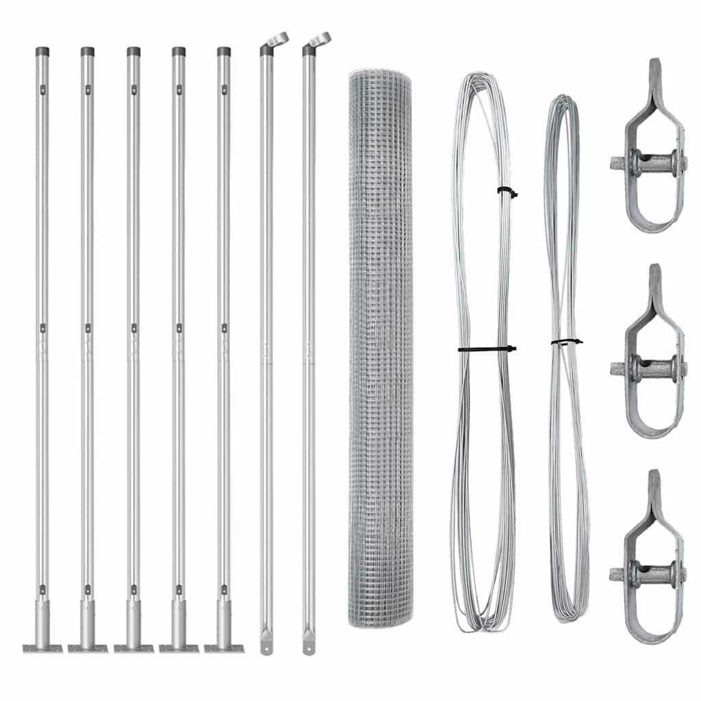 Vidaxl afrasteringspaal zilver 10 x 1,2 m (12 x 12 mm gaas) staal