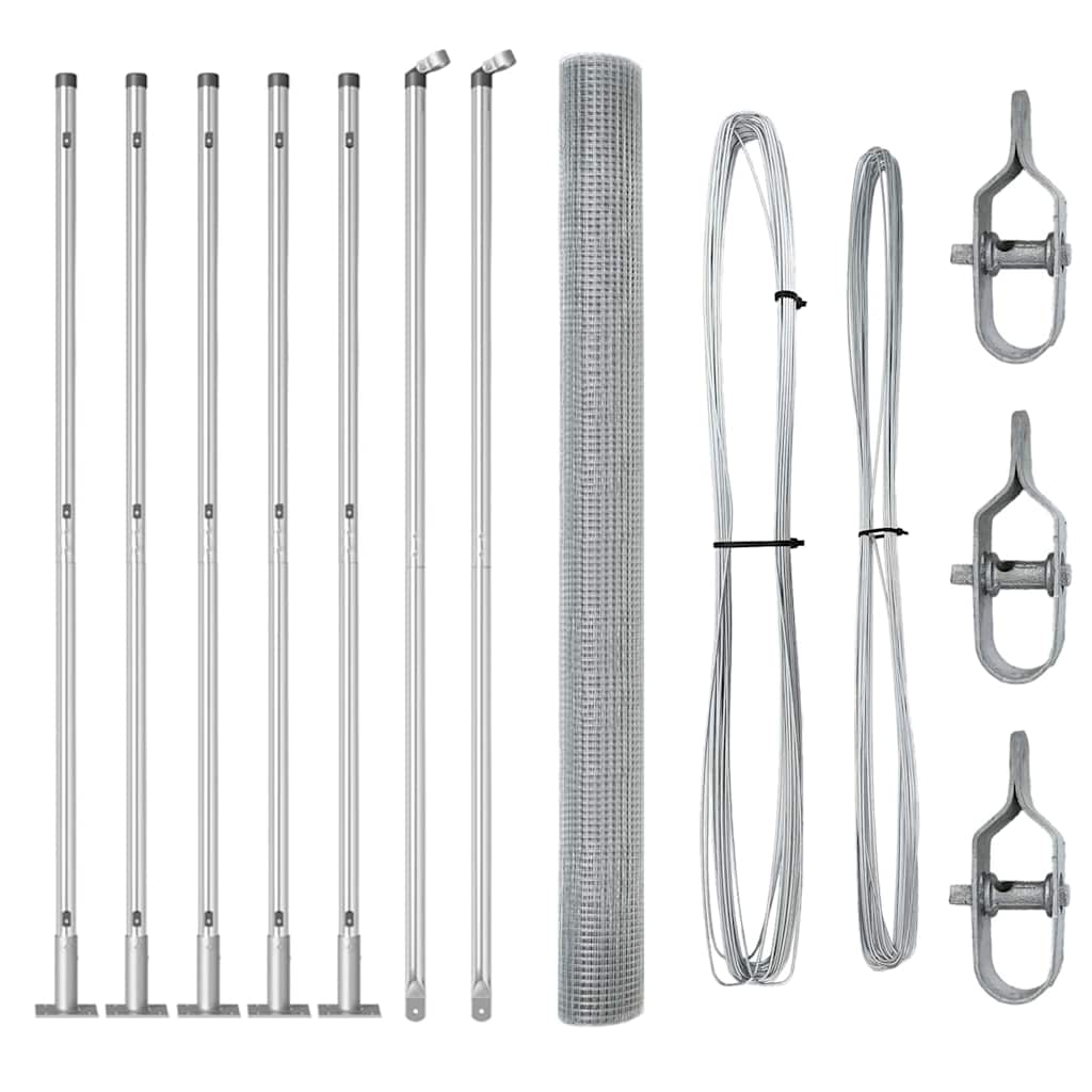 Vidaxl afrasteringspaal zilver 10 x 1,5 m (12 x 12 mm gaas) staal