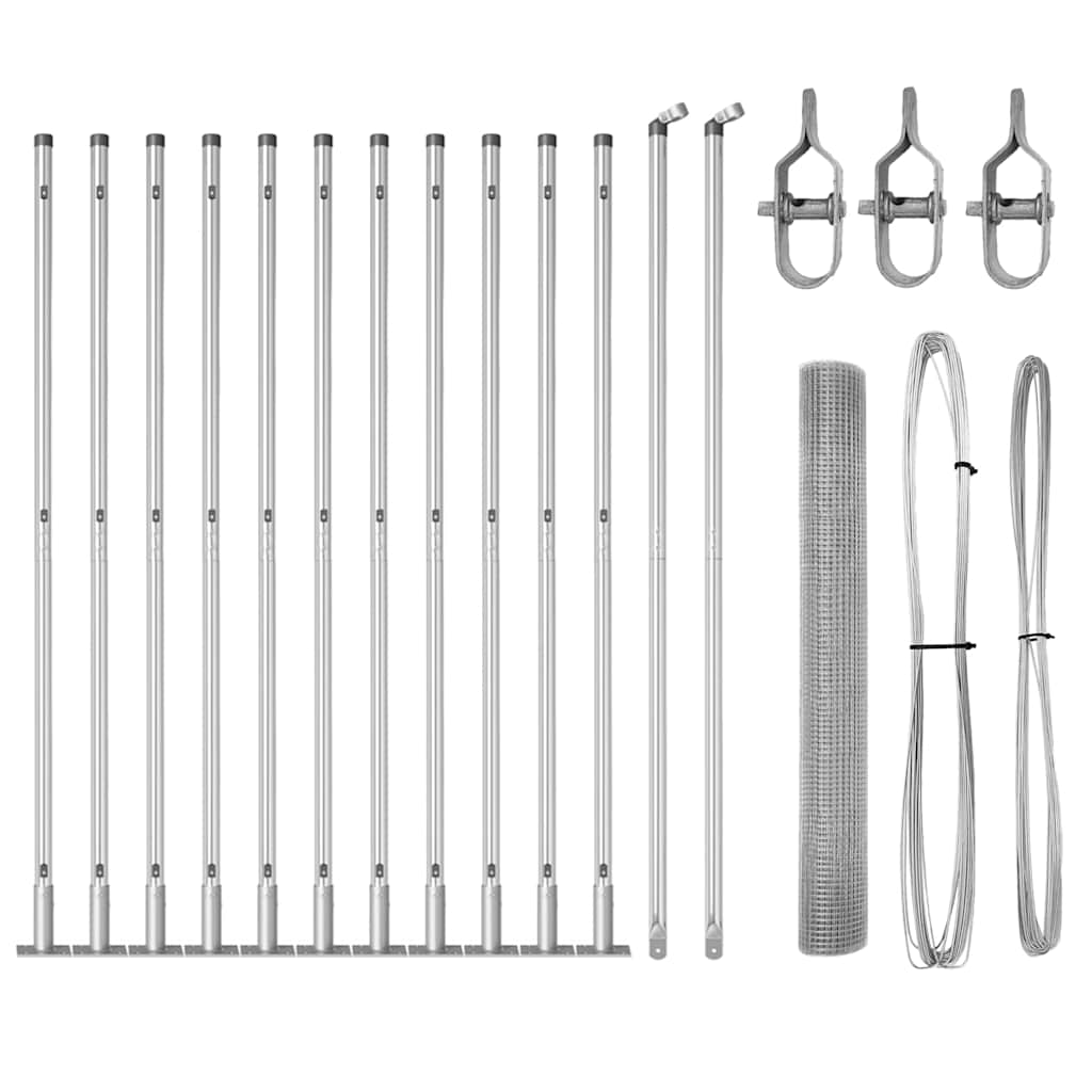 Vidaxl afrasteringspaal zilver 25 x 1 m (12 x 12 mm gaas) staal