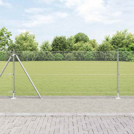 Vidaxl gelast draadhek met betonnen voetstuk 25 x 1 m zilver mesh