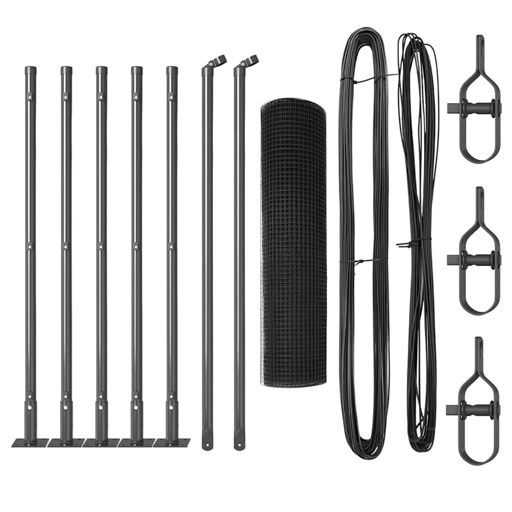 Vidaxl afrasteringspaal grijs 10 x 0,5 m (16 x 16 mm gaas) staal