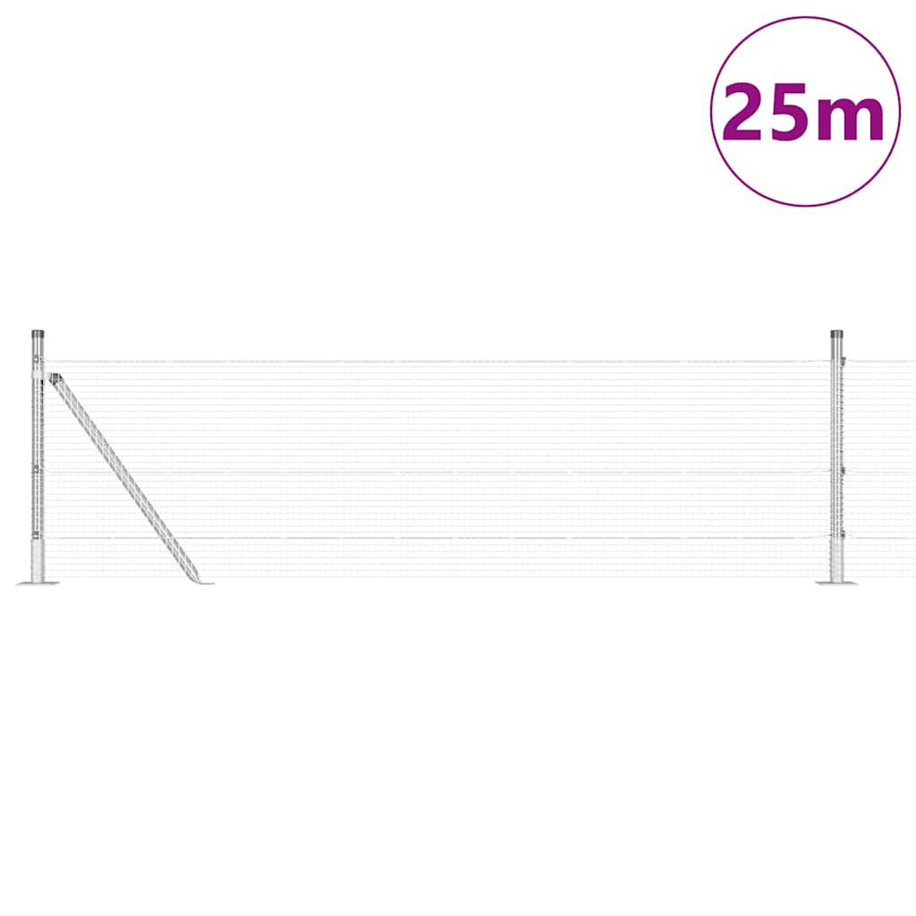Vidaxl afrasteringspaal grijs 25 x 0,5 m (16 x 16 mm gaas) staal