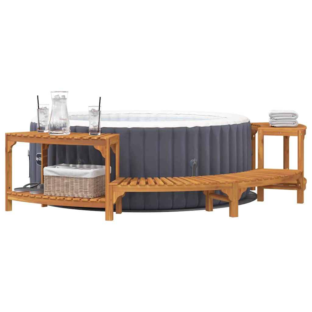 Vidaxl hottub omgeving half-rond bruin 252 x 112 x 55,5 cm