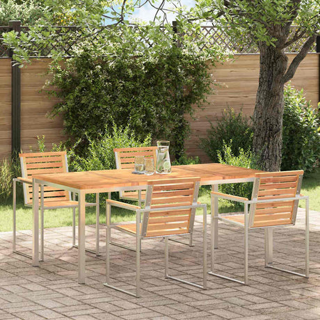 Vidaxl eettafel 180x90x75 cm massief teakhout en rvs