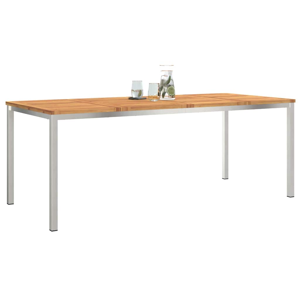 Vidaxl eettafel 200x90x75 cm massief acacia hout en roestvrijstaal
