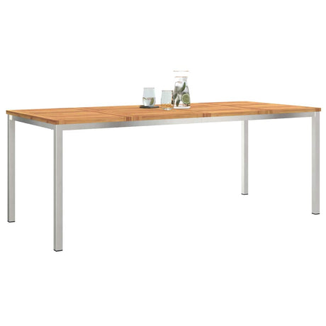 Vidaxl eettafel 200x90x75 cm massief acacia hout en roestvrijstaal