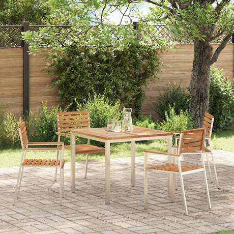 Vidaxl tuinstoel 4 st massief teak hout en roestvrij staal