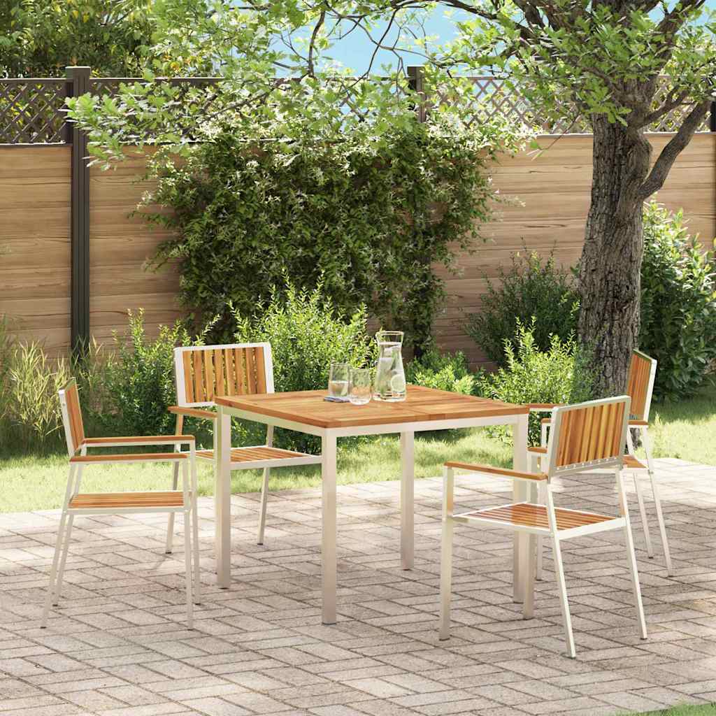 Vidaxl tuinstoel 4 st massief acacia hout en roestvrijstaal