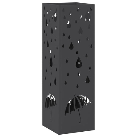 Vidaxl paraplu standaard met opslag zwart 15,5 x 15,5 x 49 cm metaal