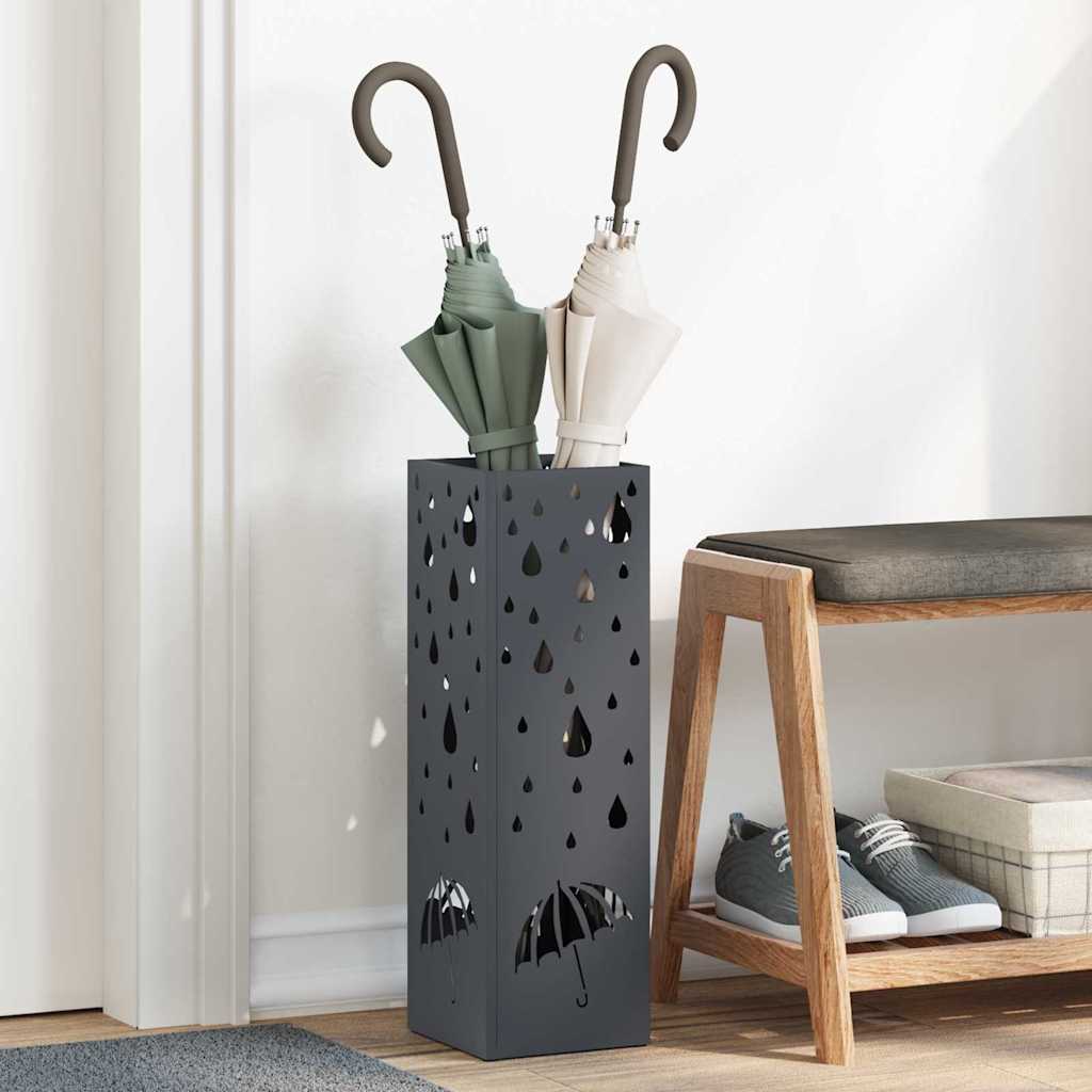 Vidaxl paraplu standaard antraciet 15,5 x 15,5 x 49 cm metaal