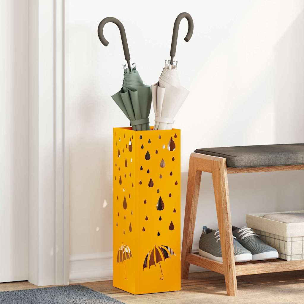 Vidaxl paraplu standaard mosterdgeel 15,5 x 15,5 x 49 cm metaal