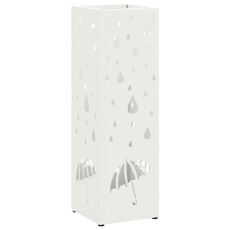 Vidaxl paraplu standaard met opslag wit 15,5 x 15,5 x 49 cm metaal