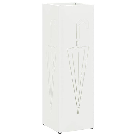 Vidaxl paraplu standaard met opslag wit 15,5 x 15,5 x 49 cm metaal