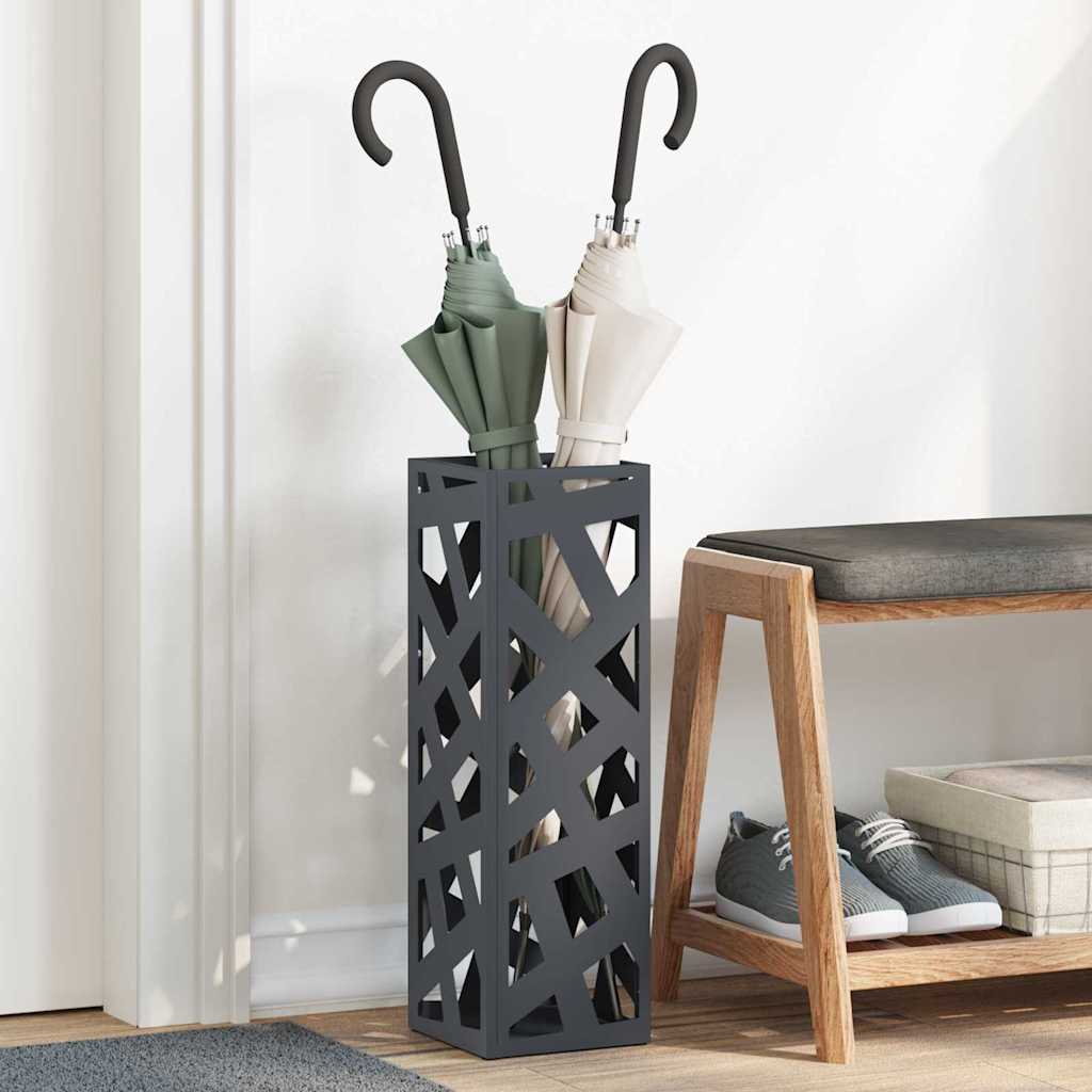 Vidaxl paraplu standaard antraciet 15,5 x 15,5 x 49 cm metaal