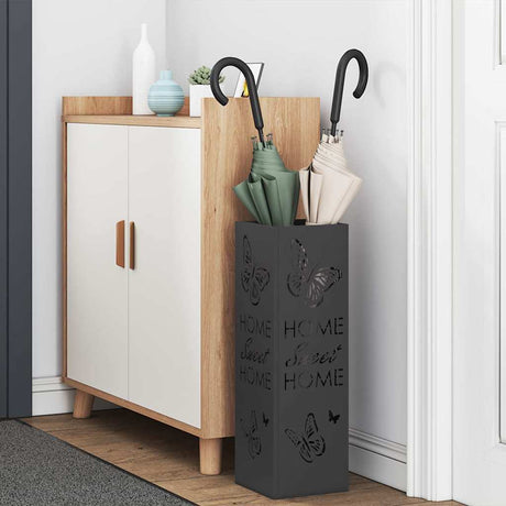 Vidaxl paraplu standaard met opslag zwart 15,5 x 15,5 x 49 cm metaal