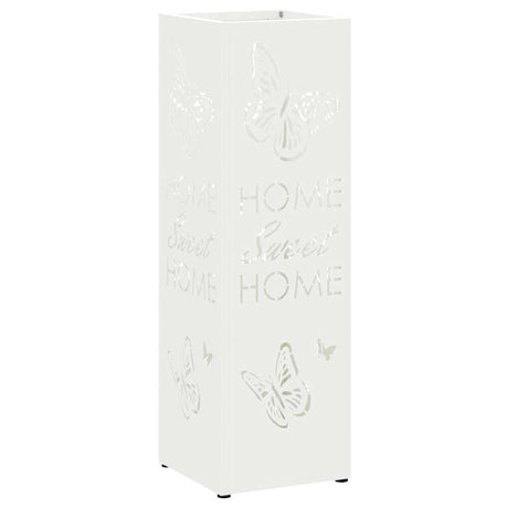 Vidaxl paraplu standaard met opslag wit 15,5 x 15,5 x 49 cm metaal