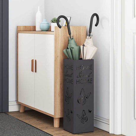 Vidaxl paraplu standaard met opslag zwart 15,5 x 15,5 x 49 cm metaal