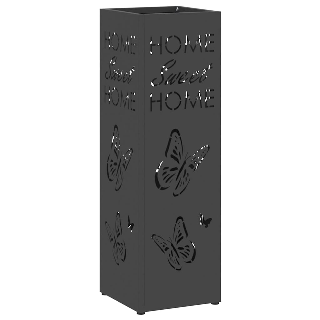 Vidaxl paraplu standaard met opslag zwart 15,5 x 15,5 x 49 cm metaal