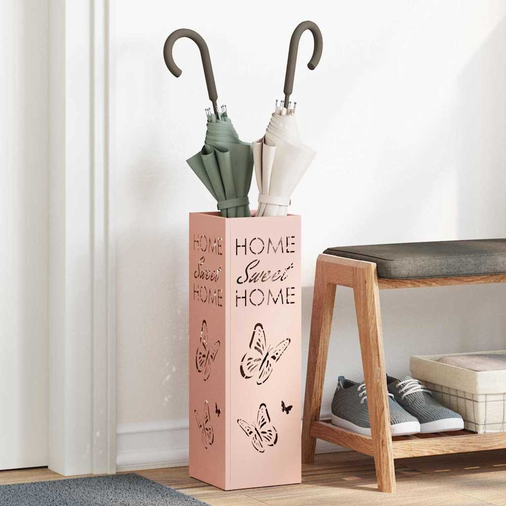 Vidaxl paraplu standaard met opslag roze 15,5 x 15,5 x 49 cm metaal
